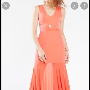 BCBG maxi evening dress, orange with cutouts
